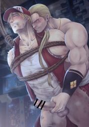 anal bara bite_mark blonde_hair bondage domination fatal_fury forced gay gay_domination gay_sex geese_howard hal_(harenchiou) homosexual male_only masculine_male muscular muscular_male rape rope terry_bogard tied_up