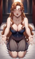 1girls ai_generated bigmic145 blue_dress braid breasts castlevania castlevania_(netflix) hair_ornament lenore_(castlevania) lips long_hair medium_breasts negligee orange_hair panties see-through see-through_clothing vampire vampire_girl wavy_hair