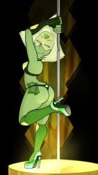 blushmallet breasts cartoon_network choker gem_(species) green_skin peridot_(steven_universe) pole_dancing prostitute shortstack small_breasts steven_universe stripper stripper_pole tagme thick_thighs thighs thong visor