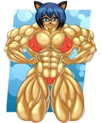 abs biceps big_breasts big_muscles bikini breasts female large_breasts large_muscles looking_at_viewer muscles muscular_arms muscular_female muscular_legs muscular_thighs pecs siegfried129 tongue