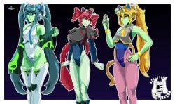 3girls akita_neru alien alien_girl artist_request glorpi_miku_(dyarikku) glorpi_neru glorpi_teto hatsune_miku kasane_teto tagme