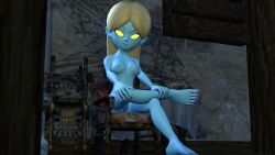 1girls 3d_(artwork) 3dhentaihero barefoot blank_eyes blonde_hair blue-skinned_female blue_skin breasts feet female ghost ghost_girl light-blue-skinned_female light-blue_skin long_hair luigi's_mansion melody_pianissima naked nintendo nipples nude nude_female sfm solo yellow_eyes
