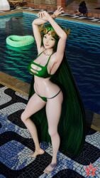 1girl 1girls 2025 3d 3d_(artwork) 3d_model 3d_render arms_up ass barefoot big_ass big_breasts big_butt bikini bikini_bottom bikini_top breasts butt dat_ass female female_only floatie goddess green_eyes green_hair high_resolution highres jewel_on_forehead jewelry kid_icarus kid_icarus_uprising long_hair nintendo palutena pool poolside shiny_ass shiny_breasts shiny_butt shiny_hair shiny_skin side_ass sideass skimpy skimpy_bikini smile smiling smiling_at_viewer solo solo_female solo_focus swimsuit water white_skin white_skinned_female