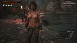 1girls 3d conan_exiles game_screenshot topless topless_female