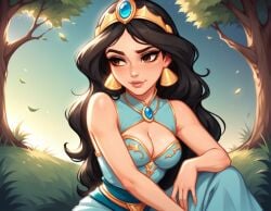 ai_generated black_hair cleavage disney disney_princess princess sexy