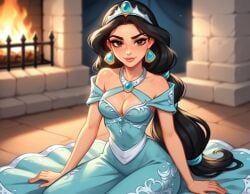 ai_generated aladdin aladdin_(1992_disney_film) black_hair cleavage disney disney's_aladdin disney_princess princess_jasmine sexy