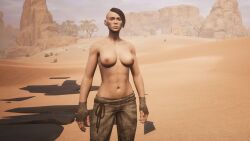 1girls 3d conan_exiles desert game_screenshot topless topless_female