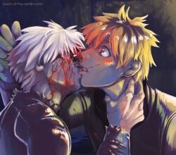 bite blood hideyoshi_nagachika hideyoshi_nagachika(tokyoghoul) kaneki_ken tokyo_ghoul