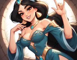 ai_generated aladdin aladdin_(1992_disney_film) black_hair cleavage disney disney's_aladdin disney_princess princess_jasmine sexy