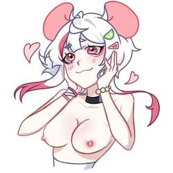 animal_ears breasts edit edited hoodie mouse_ears mouse_girl mouse_tail mousegirl nipples nude original pussy red_eyes short_hair tail third-party_edit uncensored unknown_artist white white_hair