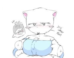 1girls 1male anthro_on_anthro blue_dress blush_lines blush_stickers boobjob cat_ears cat_humanoid clothed_sex color colored couple_sex dialogue doodle furry holding_breast husband_and_wife oc original original_character overstimulated spookicookie sweatdrop titfuck titfuck_under_clothes titjob