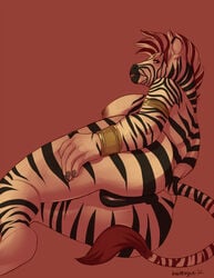 2012 anthro anus arabesque breasts equine female nude on_side pussy sideboob solo zebra