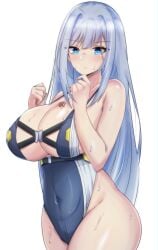 1girls absurd_res alternate_costume big_breasts blue_eyes breast_tattoo ethel_(xenoblade) grey_hair high_res highleg highleg_one-piece_bikini latte_(latte_daruta2) latte_daruta2 long_hair one-piece_bikini simple_background swimsuit tattoo very_long_hair white_background xenoblade_(series) xenoblade_chronicles_3