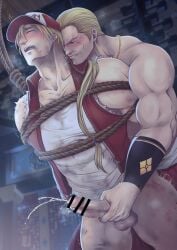 anal bara bite_mark blonde_hair bondage domination fatal_fury forced gay gay_domination gay_sex geese_howard hal_(harenchiou) homosexual male_only male_rape_victim male_rapist masculine_male muscular muscular_male questionable_consent rape restrained rope rope_bondage terry_bogard tied_up