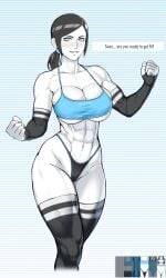 1girls big_breasts breasts buff dommy_mommy female muscular muscular_female nisetanaqa sports_bra tagme thighhighs wii_fit_trainer