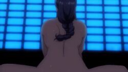 2girls animated animated ass ass_focus black_hair cowgirl_position mature_female milf miyajima_tsubaki no_sound obata_natsumi red_hair saimin_seishidou t-rex_(animation_studio)