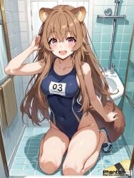 ai_generated ear raccoon_girl raphtalia shower slavegirl swimsuit swimwear tate_no_yuusha_no_nariagari