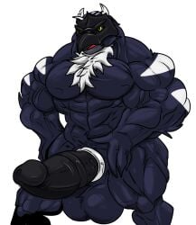 2019 accessory anthro anthrofied armor balls beak big_balls big_muscles big_penis black_balls black_body black_penis body_hair cawaden chest_hair cock_ring corviknight erection fierglief generation_8_pokemon genitals hand_on_penis headgear helmet hi_res huge_balls huge_cock huge_muscles humanoid_genitalia humanoid_penis hyper hyper_balls hyper_genitalia hyper_muscles hyper_penis jewelry male markings muscular nintendo nude open_mouth penis penis_accessory penis_jewelry pokemon pokemon_(species) simple_background solo standing vein veiny_muscle veiny_penis white_background white_markings yellow_eyes