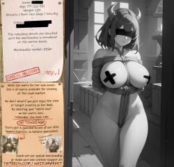 ai_generated anime black_tape bondage bounty_hunters covered_eyes demon edited fantasy female fictional horns huge_boobs huge_breasts market naked nude photoshop roleplay short_hair slave slavegirl slavery special waifu waifumarket