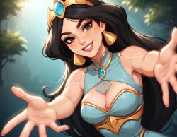 ai_generated aladdin aladdin_(1992_disney_film) black_hair cleavage disney disney's_aladdin disney_princess princess_jasmine sexy