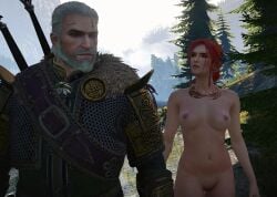 1boy1girl 3d clothed_male_nude_female completely_nude completely_nude_female game_screenshot geralt_of_rivia mod nude nude_female nude_mod the_witcher_(series) the_witcher_3:_wild_hunt triss_merigold