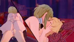 1boy1girl aether_(genshin_impact) ass_focus big_ass big_breasts big_penis breasts breasts_out cum_in_pussy ejaculation female genshin_impact hikar61 incest kissing kissing_while_penetrated koikatsu lumine_(genshin_impact) maid maid_headdress maid_uniform male naked_female penis pussy sex straight tagme twins vaginal_penetration vaginal_sex video