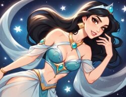 ai_generated aladdin aladdin_(1992_disney_film) black_hair cleavage disney disney's_aladdin disney_princess princess_jasmine sexy