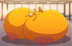 1girls aggressive_retsuko anthro areolae breasts colossal_breasts female female_focus female_only furry hips hyper hyper_breasts immobile immobilization large_breasts laying_on_breasts nipples nude nude_female office red_panda retsuko sanrio stunnerpony thick_thighs thighs wide_hips