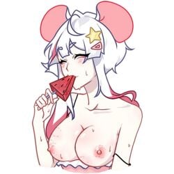 animal_ears breasts edit edited hoodie mouse_ears mouse_girl mouse_tail mousegirl nipples nude original pussy red_eyes short_hair tail third-party_edit uncensored unknown_artist white white_hair