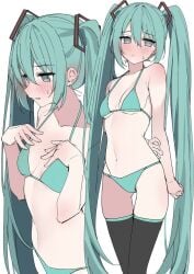 1girls bikini hatsune_miku shy solo vocaloid