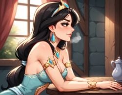 ai_generated aladdin aladdin_(1992_disney_film) black_hair cleavage disney disney's_aladdin disney_princess princess_jasmine sexy