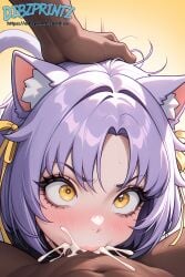 1boy 1girls :>= ai ai_assisted ai_generated animal_ear_fluff animal_ears anime artist_name atroi blush borrowed_character cat_ears cat_girl cat_tail cheek_bulge cinnamon_(nekopara) close-up cum cum_in_mouth cum_in_nose cum_overflow dark-skinned_male dark_skin deepthroat dibzprintz ejaculation eyelashes fansly fellatio female gradient_background hair_intakes hair_ribbon hand_on_another's_head head_grab heart hi_res high_quality high_resolution highres interracial irrumatio lips looking_at_viewer navel nekopara nude oral parted_bangs penis pov pov_crotch purple_hair ribbon sanpaku short_hair simple_background solo_focus straight sweat symbol-shaped_pupils symbol_in_eye tail uncensored veins veiny_penis watermark wide-eyed yellow_background yellow_eyes yellow_ribbon