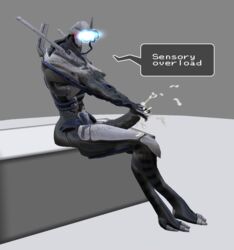 3_fingers anthro blush cum english_text erection geth huge_cock hyper hyper_penis machine male_focus male_only male_solo mass_effect mechanical orgasm penis plain_background ranged_weapon robot sitting solo solo_male text veins video_games weapon