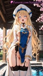 1girls 2025 ahe_gao ai ai_assisted ai_generated anime anime_style ass_visible_through_thighs bangs blonde_hair blue_eyes blush breasts bust busty cherry_blossoms cleft_of_venus clothing cowboy_shot dress female female_focus female_only garter_belt garter_straps goblin_slayer hat heart heart-shaped_pupils hentai hi_res high_quality high_resolution highres lace-trimmed_legwear large_breasts long_hair long_sleeves looking_at_viewer medium_breasts natsuyoru nipple_slip nipples nipples_outside no_bra no_panties open_mouth outdoors patreon pelvic_curtain petals pool priestess_(goblin_slayer) pussy pussy_juice revealing_clothes rolling_eyes saliva sideboob sideless_outfit solo solo_female stable_diffusion standing stockings symbol-shaped_pupils tabard thigh_gap thighhighs thighs tongue tongue_out uncensored uncensored_nipples vagina very_long_hair voluptuous voluptuous_female wading water white_dress white_headwear white_thighhighs