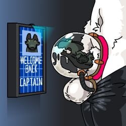 1:1 after_transformation animal_genitalia anthro balls bodily_fluids bottomwear bottomwear_down clothed clothing cock_transformation crew_(cuddlebutt) cuddlebutt cum cum_from_mouth cum_in_mouth cum_inside curvy_figure detailed dragon dragontim dragontim_(character) duo femboy fluffy fluffy_tail forced fur genital_fluids genital_focus genitals glass globe green_body green_penis grey_background grey_clothing horn hourglass_figure living_penis male male/male mythological_creature mythological_scalie mythology navel open_mouth pants pants_down partially_clothed paws penis penis_focus penis_transformation post-transformation scalie scanner scared screen shaded sheath simple_background space spacesuit tail thick_thighs tight_clothing transformation tuft werecock white_body white_fur wide_hips