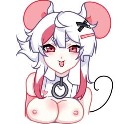 animal_ears breasts edit edited hoodie mouse_ears mouse_girl mouse_tail mousegirl nipples nude original pussy red_eyes short_hair tail third-party_edit uncensored unknown_artist white white_hair