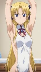 1female 1girls ai_generated armpits blonde_hair blonde_hair_female blue_eyes breasts campione! commentary_request english_commentary erica_blandelli female female_focus female_only light-skinned_female light_skin long_hair looking_at_viewer mixed-language_commentary solo solo_female solo_focus very_long_hair very_long_hair_female