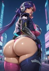 ai_generated alternate_version_at_source ass ass_focus big_breasts fat_ass happy hypet luna_snow_(marvel_rivals) luna_snow_(mirae_2099) marvel marvel_rivals purple_hair shiny_skin short_hair solo standing tagme