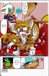 after_sex anthro areola balls bat big_breasts blue_eyes blush breasts canine censored chaos_emerald cleavage comic condom cum cum_everywhere dialogue drooling emerald english_text erect_nipples erection female filled_condom fox fucked_silly fur gem hair heart huge_breasts kiss_mark lipstick_on_balls lipstick_on_penis male messy michiyoshi nipples nude orange_hair orgasm penis rouge_the_bat saliva sega smile sofa sonic_(series) tails text white_hair wings