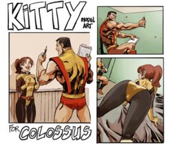 1boy 1girls age_difference all_fours animated anus ass biceps black_hair brown_hair clothed colossus comic dat_ass female jjfrenchie kitty_pryde male marvel modeling muscular_male older_male phasing piotr_rasputin ponytail pussy serratus_anterior shadowcat uncensored x-men younger_female