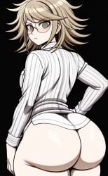 1boy ai ai_assisted ai_generated ass ass_focus ass_view big_ass brown_hair butt_view danganronpa danganronpa_another danganronpa_ultra_despair_girls dilf fujisaki_taichi gay glasses hazel_eyes huge_ass light_skin male male_only pixai solo