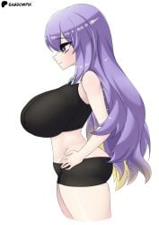 1girls ass big_ass big_breasts big_butt black_shirt black_shorts breasts breasts_bigger_than_head covered_nipples curvy_female curvy_figure female female_only hand_on_hip hololive hololive_indonesia hololive_indonesia_area_15 huge_breasts large_ass large_breasts large_butt long_hair moona_hoshinova multicolored_hair purple_hair shirt short_shorts shorts thick_thighs thighs two_tone_hair