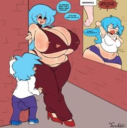 1boy1girl 1girl 2girls belly big_breasts blue_hair_female boyfriend_(friday_night_funkin) bra chubby chubby_female female friday_night_funkin friday_night_funkin_mod heels huge_breasts jacknova093 jpg male red_heels size_difference ski_(friday_night_funkin) skyblue skyblue_(friday_night_funkin) skyverse tagme tall_female tall_girl thong twitter_link