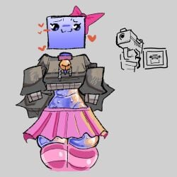 cube femboy geometry_dash gun heart_symbol maffaka male male_only nelis weapon