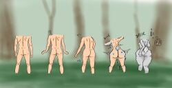 anthro anus ass ass_growth big_butt bodily_fluids breast_growth breasts buncow emoticon female gender_transformation genital_fluids genitals growth heat_(temperature) hi_res lagomorph leporid mammal mtf_transformation penis pussy rabbit small_breasts solo spread_pussy spreading thick_thighs thought_bubble transformation vaginal_fluids wide_hips