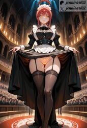 6+boys ai_generated alternate_costume apron ass_visible_through_thighs bangs black_bow black_bowtie black_clothes black_dress black_footwear black_garter_straps black_legwear black_thighhighs blush bow bowtie braid braided_ponytail breasts buttons chainsaw_man closed_mouth clothes_lift clothes_pull clothing crowd dress dress_lift dress_pull enmaided female female female_only footwear frilled_apron frills garter_belt garter_straps groin halo headdress headwear high_heels indoors jennieart02 juliet_sleeves large_breasts legwear lifted_by_self lingerie long_sleeves looking_at_viewer magic_circle maid maid_apron maid_headdress makima_(chainsaw_man) no_panties nopan pantsu patreon patreon_logo patreon_username ponytail pubic_tattoo puffy_long_sleeves puffy_sleeves pussy red_hair ringed_eyes shoes sidelocks skindentation skirt skirt_hold skirt_lift skirt_pull smile solo solo_focus standing tattoo thigh_gap thighhighs thighs twitter twitter_username underbust underwear uniform vagina waist_apron watermark white_apron wing_collar yellow_eyes