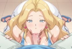 ai_generated blonde_female blonde_hair blonde_hair_female blowjob blowjob_face blowjob_pov blue_eyes breasts cartoon derpixon fellatio female heart large_breasts male partial_male sex valentine_(derpixon)