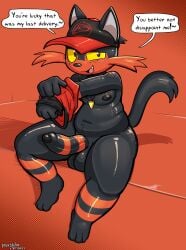 2025 absurd_res anthro balls big_penis black_balls black_body black_clothing black_fur black_glans black_hair black_hat black_headwear black_nipples black_nose black_penis black_shirt black_stripes black_topwear blush bodily_fluids cheek_tuft clothing cute_fangs delivery_(commerce) erection facial_tuft fangs felid feline felino food_delivery freckles fur generation_7_pokemon genitals glans grey_inner_ear hair hat headgear headwear hi_res humanoid_genitalia humanoid_penis jewelry litten looking_at_viewer male mammal markings milo_(felino) necklace nintendo nipples open_mouth overweight overweight_anthro overweight_male penis pizza_delivery pokemon pokemon_(species) red_background red_balls red_body red_clothing red_eyes red_fur red_hat red_headwear red_penis red_shirt red_spots red_stripes red_topwear shirt short_stack simple_background sitting smile smirk spots spotted_body spotted_fur striped_body striped_fur striped_genitalia striped_penis stripes sweat talking_to_viewer teeth thick_penis thick_thighs topwear tuft undressing wide_hips yellow_sclera