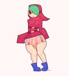 blush chubby_femboy chubby_thighs femboy male mario_(series) pink_penis red_clothing rule_63 shy_guy thighs