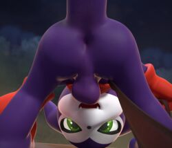 3d_(artwork) ass balls bandai_namco bent_over cinnamoncookies clothing digimon digimon_(species) digital_media_(artwork) dominant dominant_male furry genitals gloves handwear hi_res imp impmon kerchief leash leash_pull male mischievous_smile neckerchief neckwear presenting presenting_hindquarters short solo